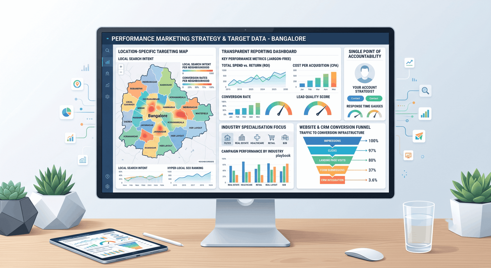 Performance marketing reporting and target strategy data