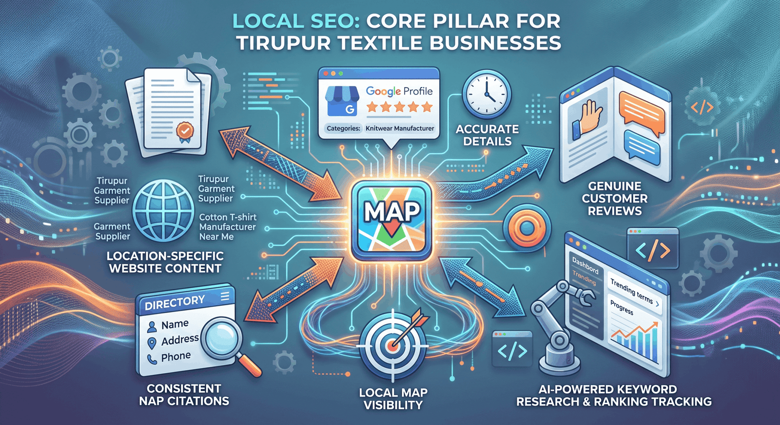 Optimizing local map visibility as a core engine of digital marketing for Tirupur apparel firms