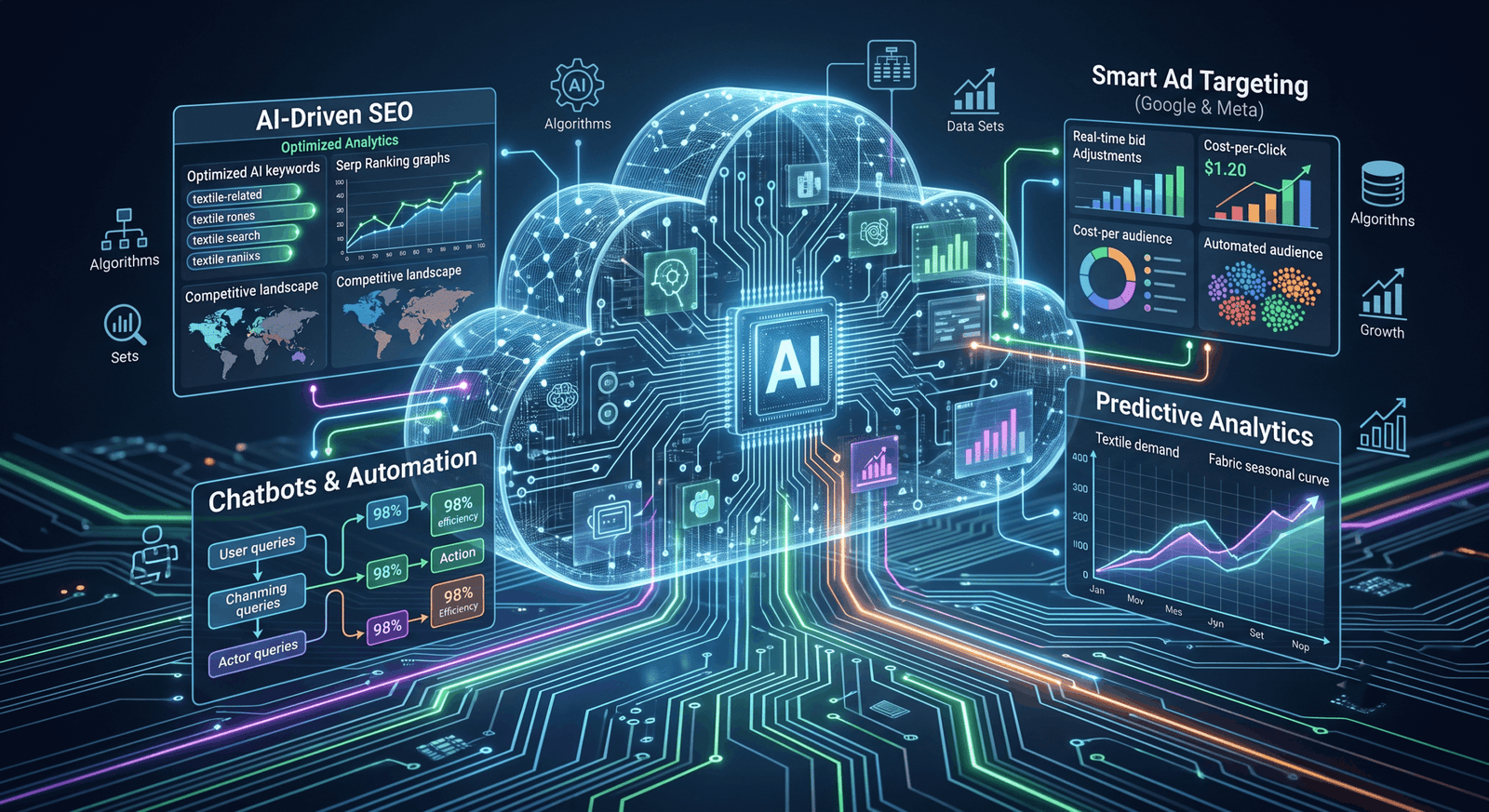 AI data dashboards executing advanced digital marketing for Tirupur strategies