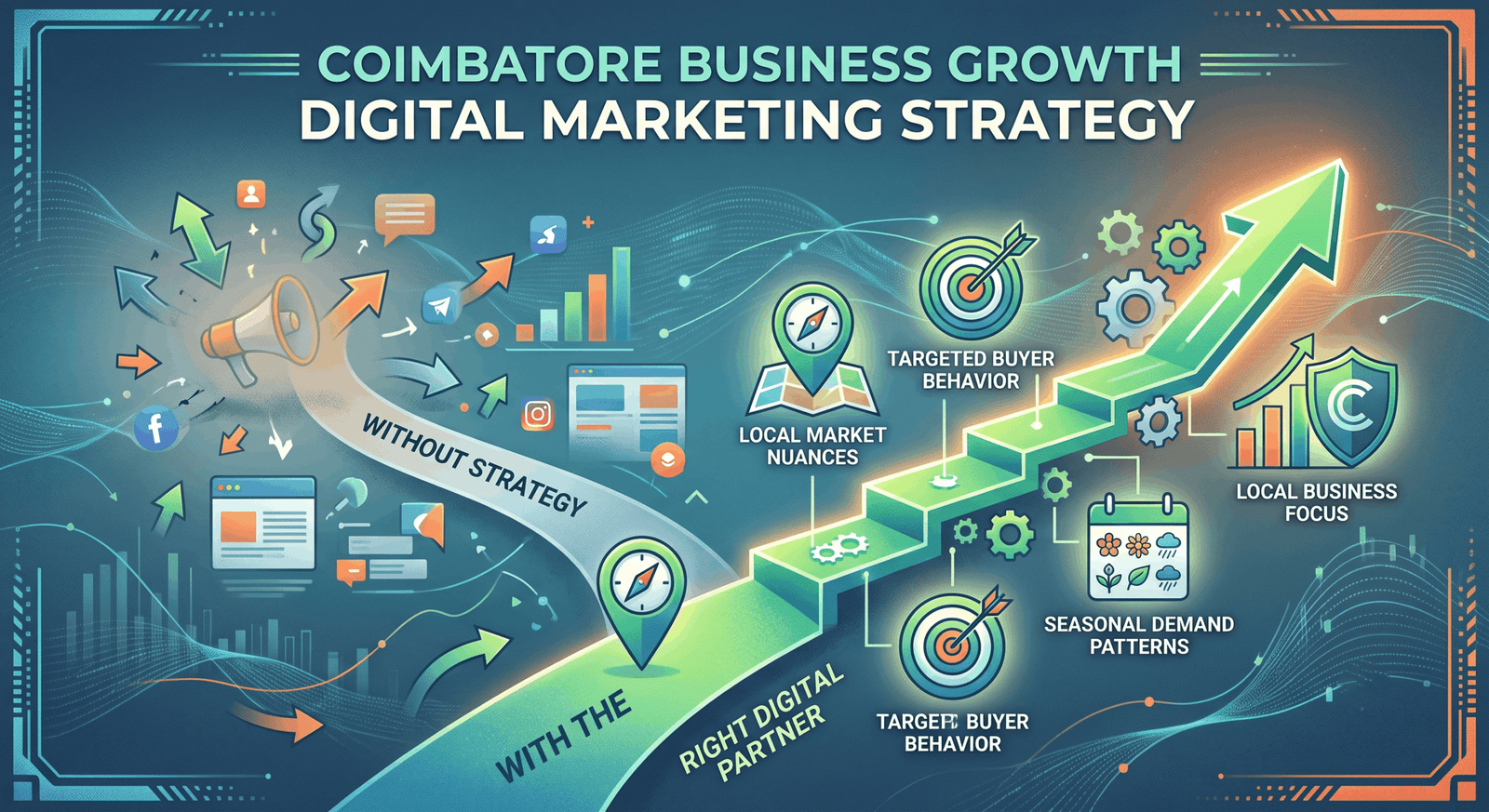Business team in Coimbatore discussing a digital marketing strategy