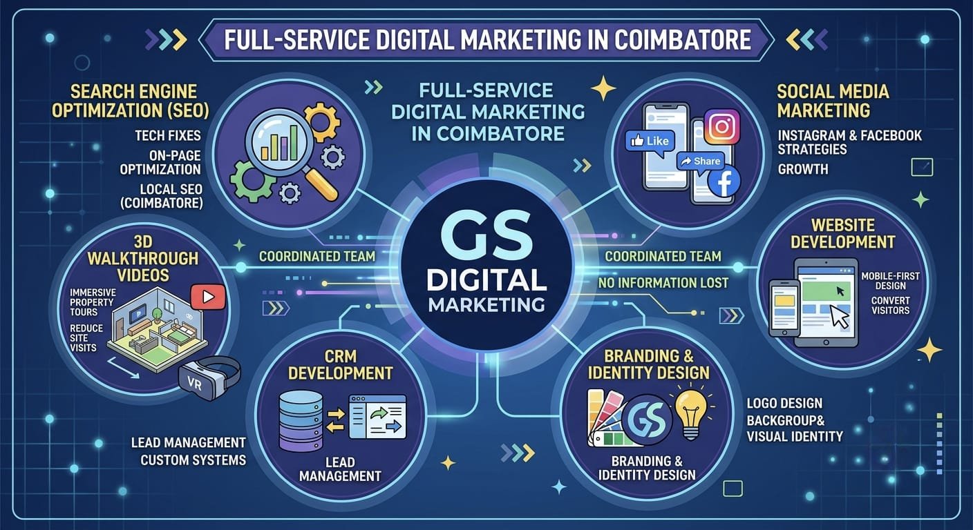 Website development and branding services by digital marketing company in Coimbatore