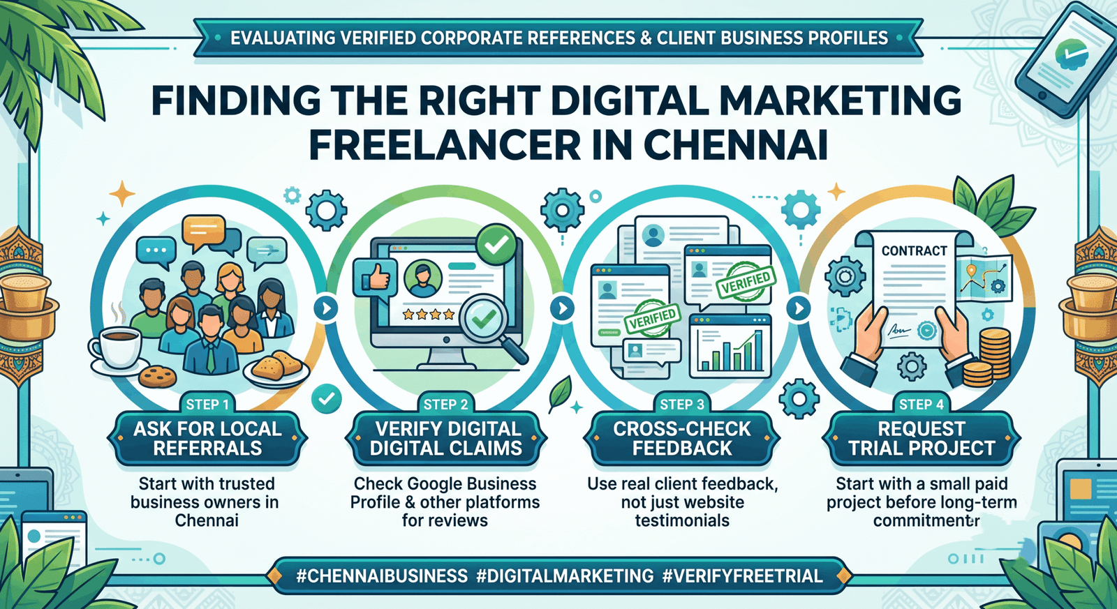Evaluating verified corporate references and client business profiles