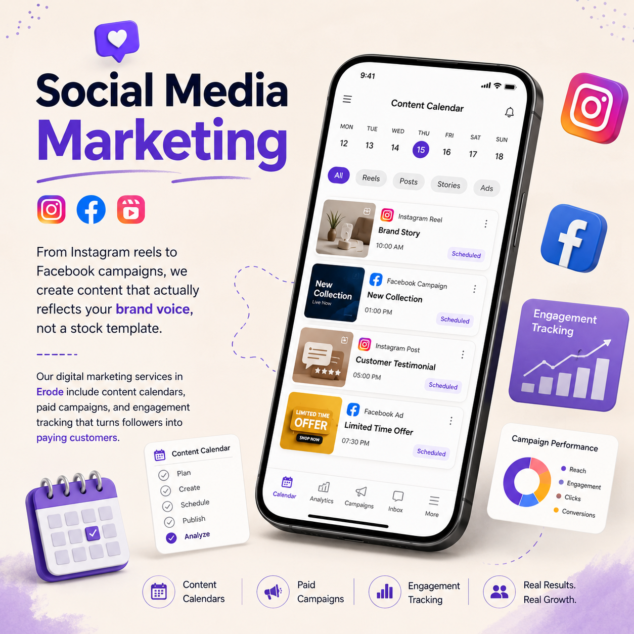 Social media content being planned on a mobile phone