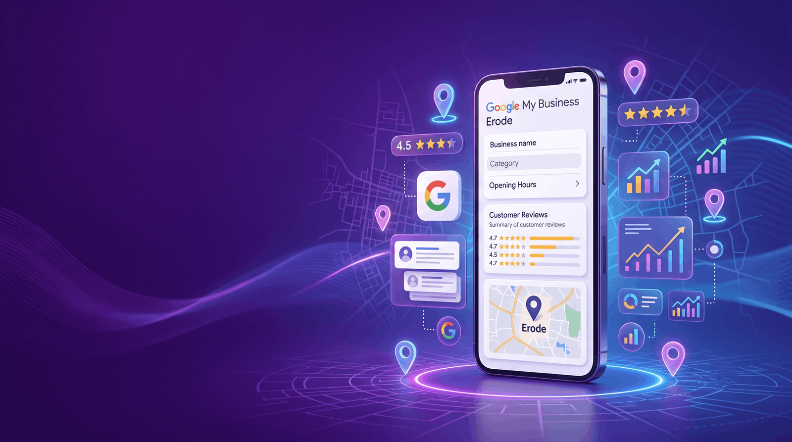 Erode shop owner setting up Google My Business Erode on a smartphone