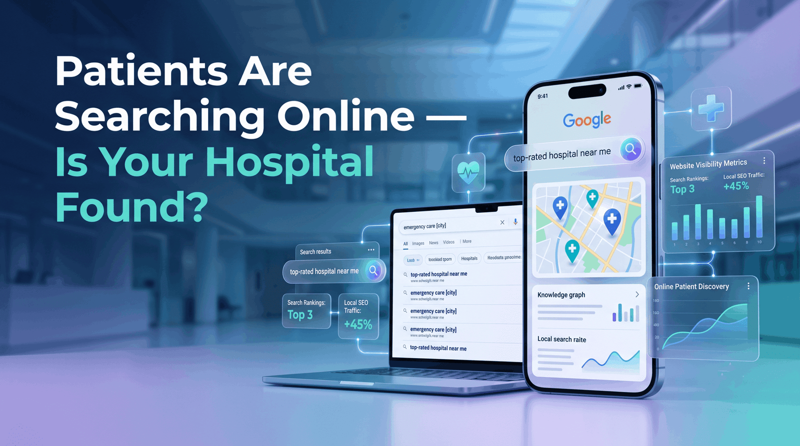 Doctor using healthcare digital marketing Erode strategy on a laptop in a hospital in Erode