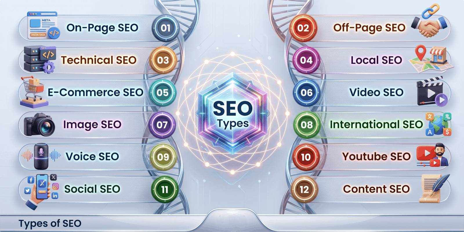 Overview Chart of Different Types of SEO Optimization