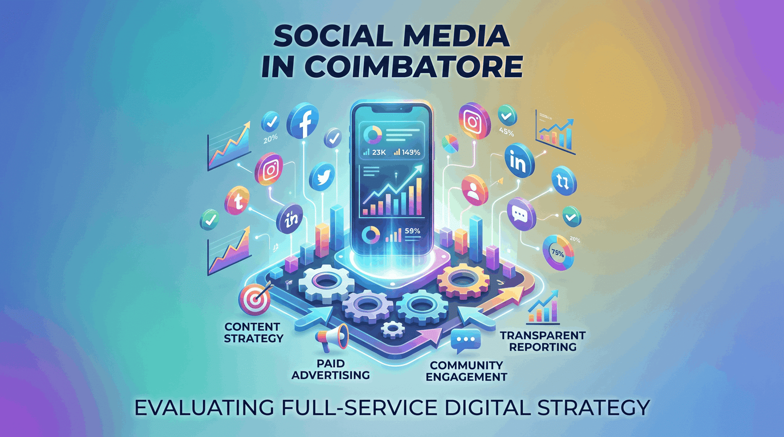 Social media marketing agency in Coimbatore managing Instagram and Facebook campaigns on a phone