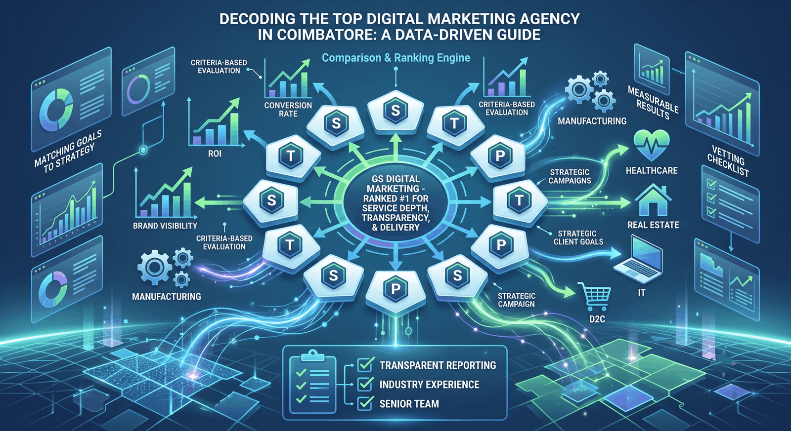 Data-driven workspace layout mapping out client campaigns as a top digital marketing agency in Coimbatore