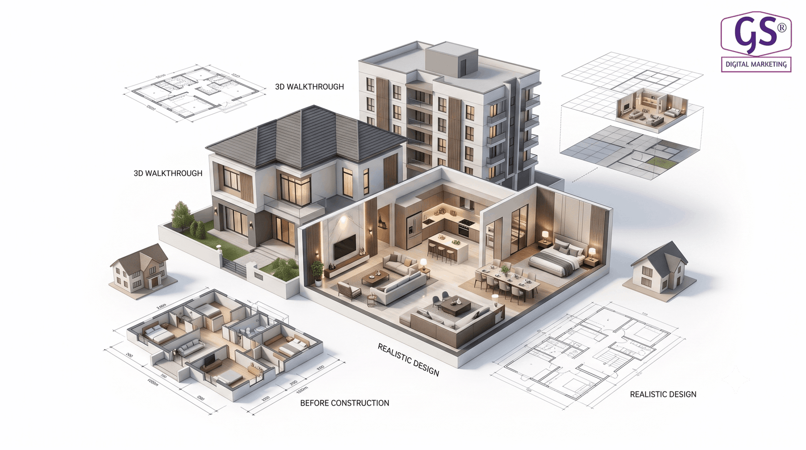 3D walkthrough design in erode - photorealistic villa rendering