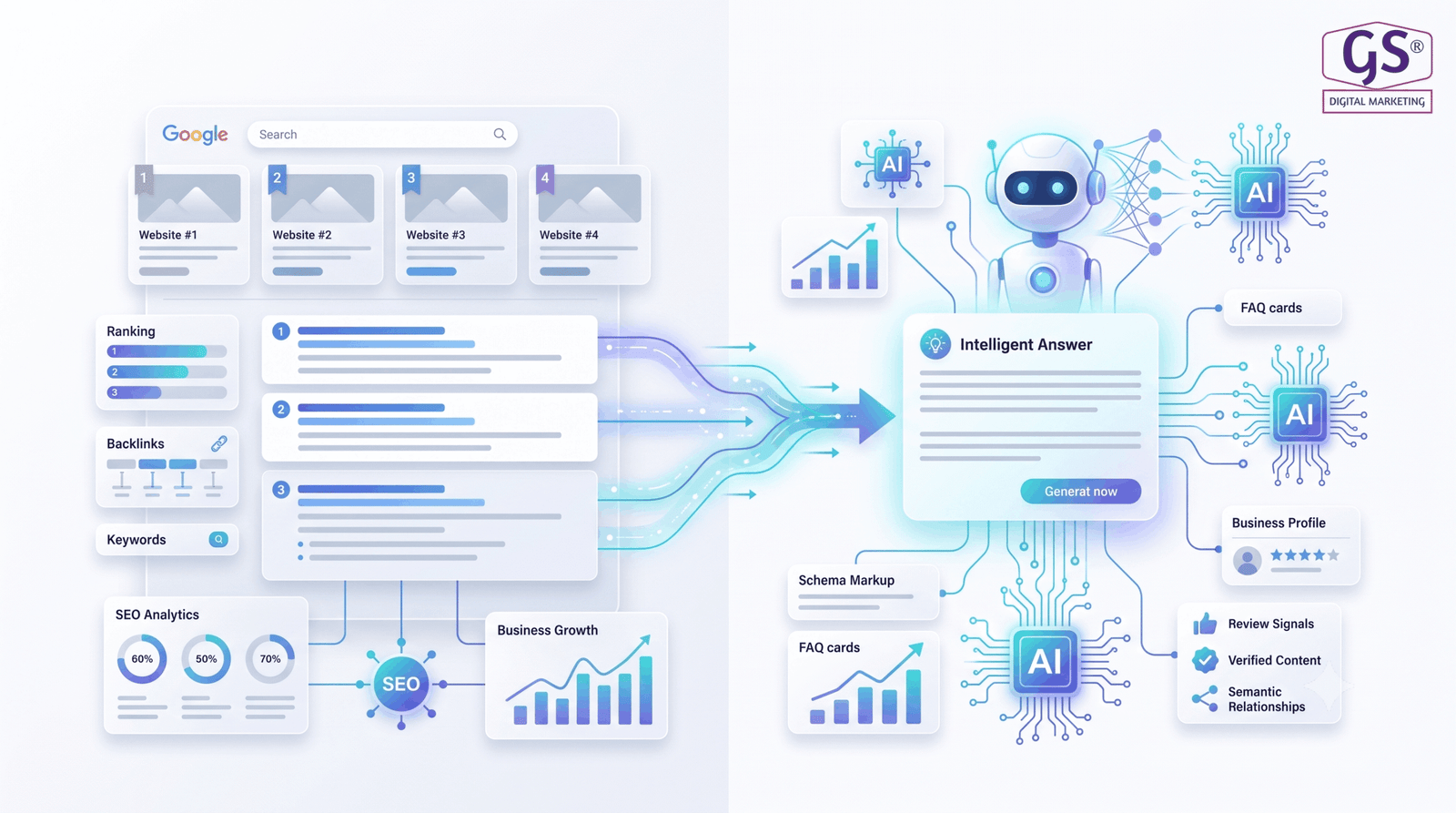 AI SEO versus traditional SEO comparison chart