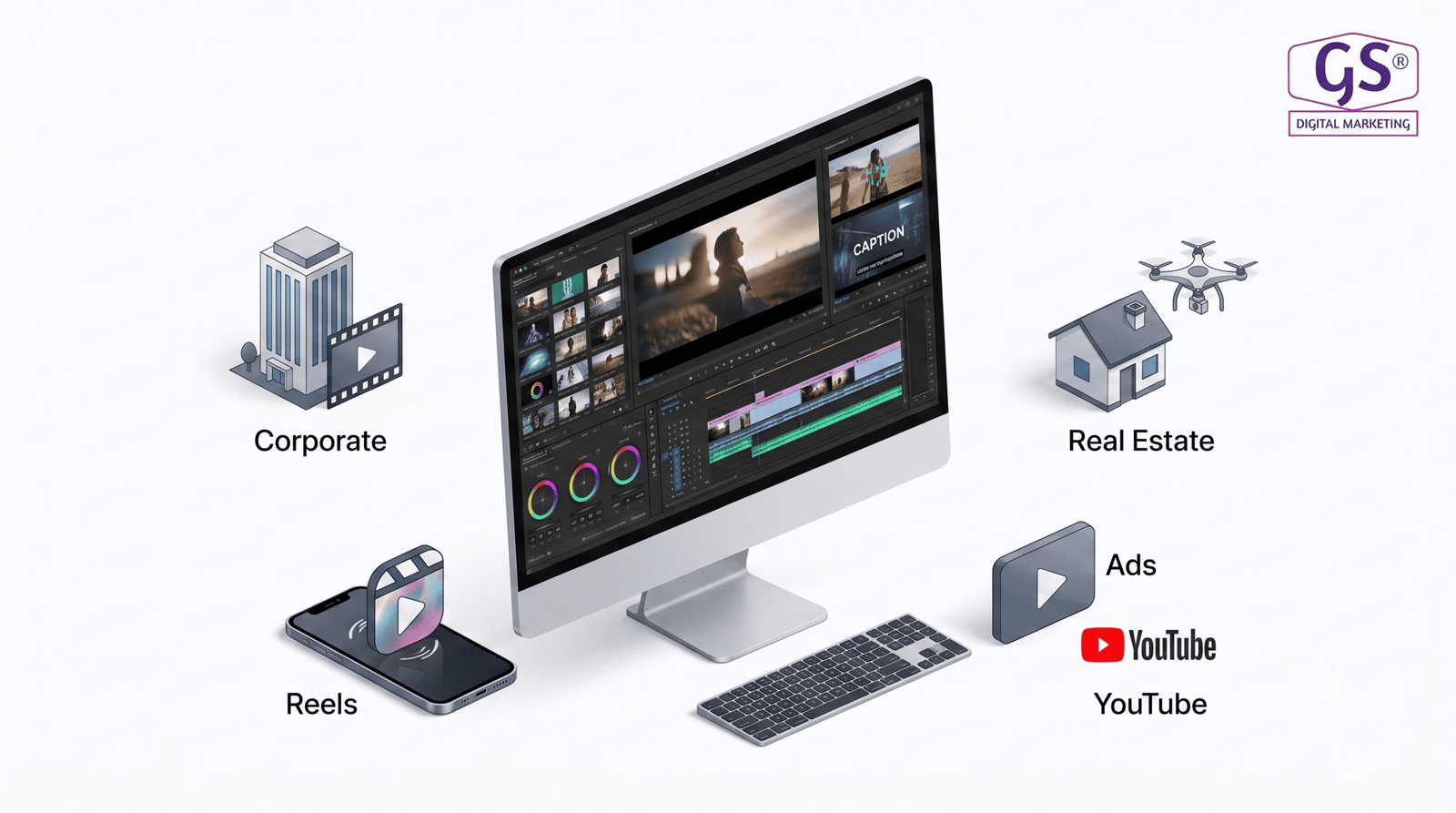 Video editing in Erode - color grading and motion graphics workstation