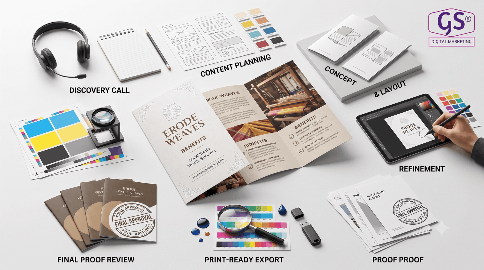 Brochure Design in Erode - designer reviewing print proof layout