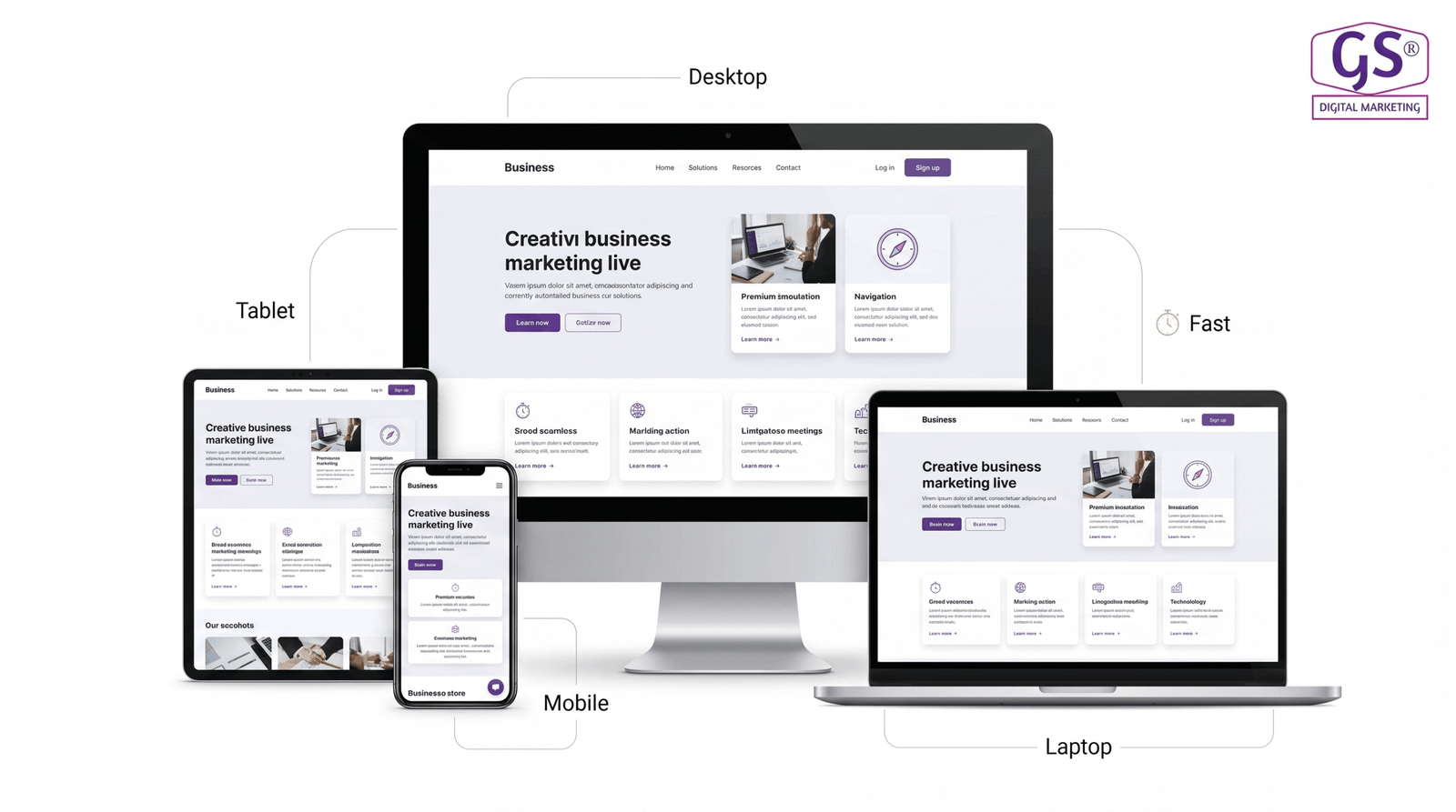 Responsive website design across mobile, tablet, and desktop devices