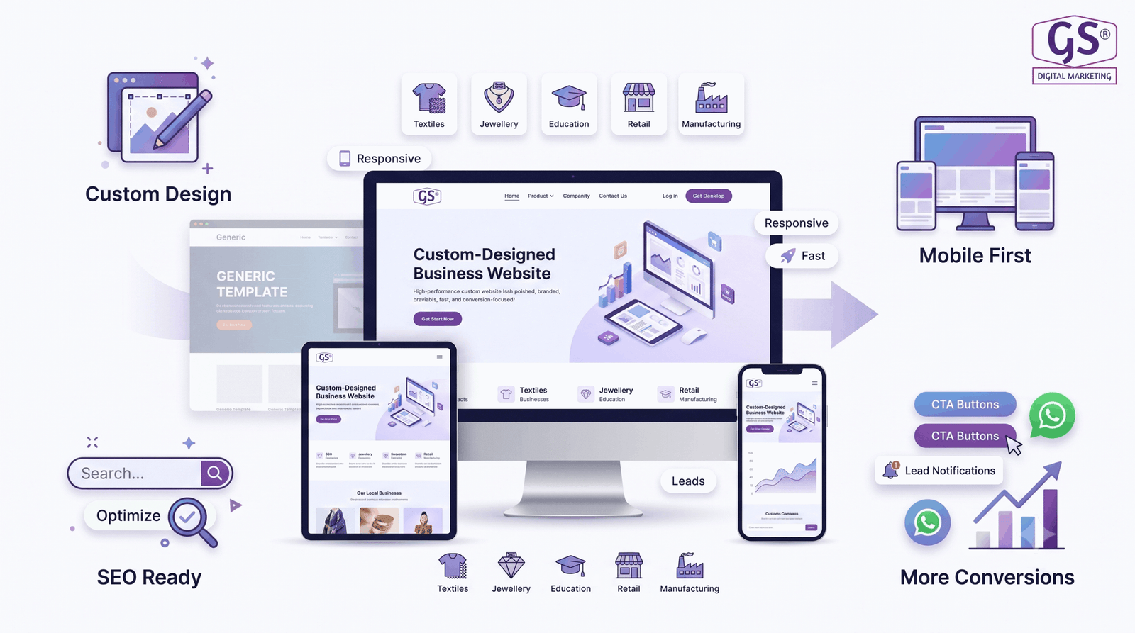 Responsive Website Designs in Erode across mobile and desktop