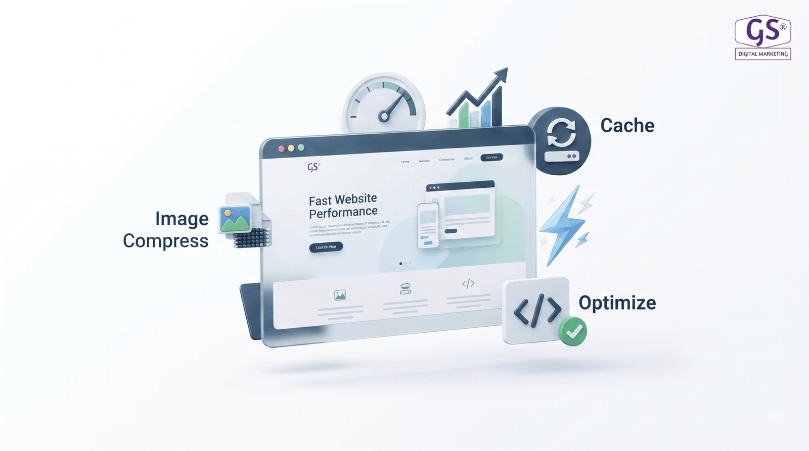 Fast loading website performance optimization dashboard
