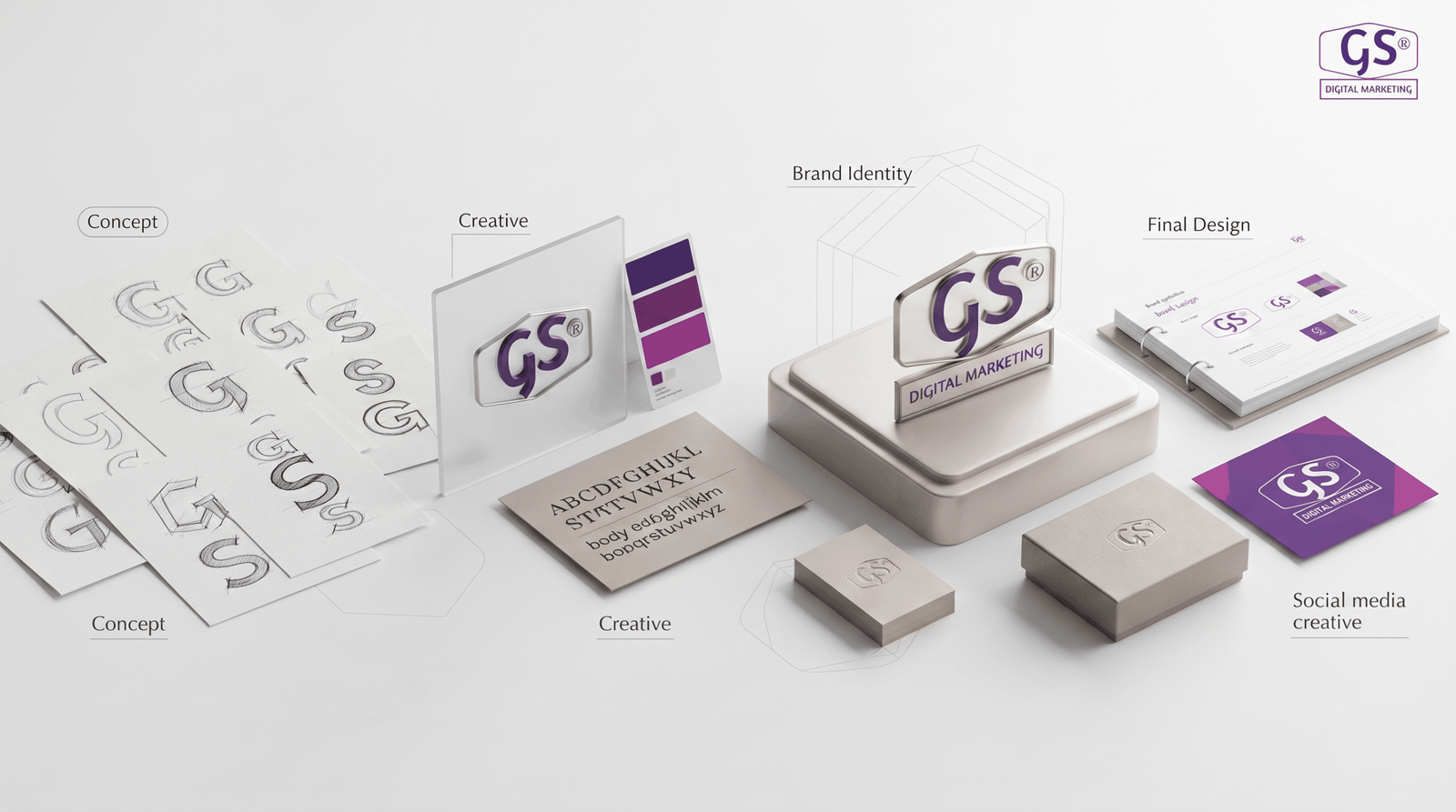 Graphic designer sketching brand identity concepts on tablet