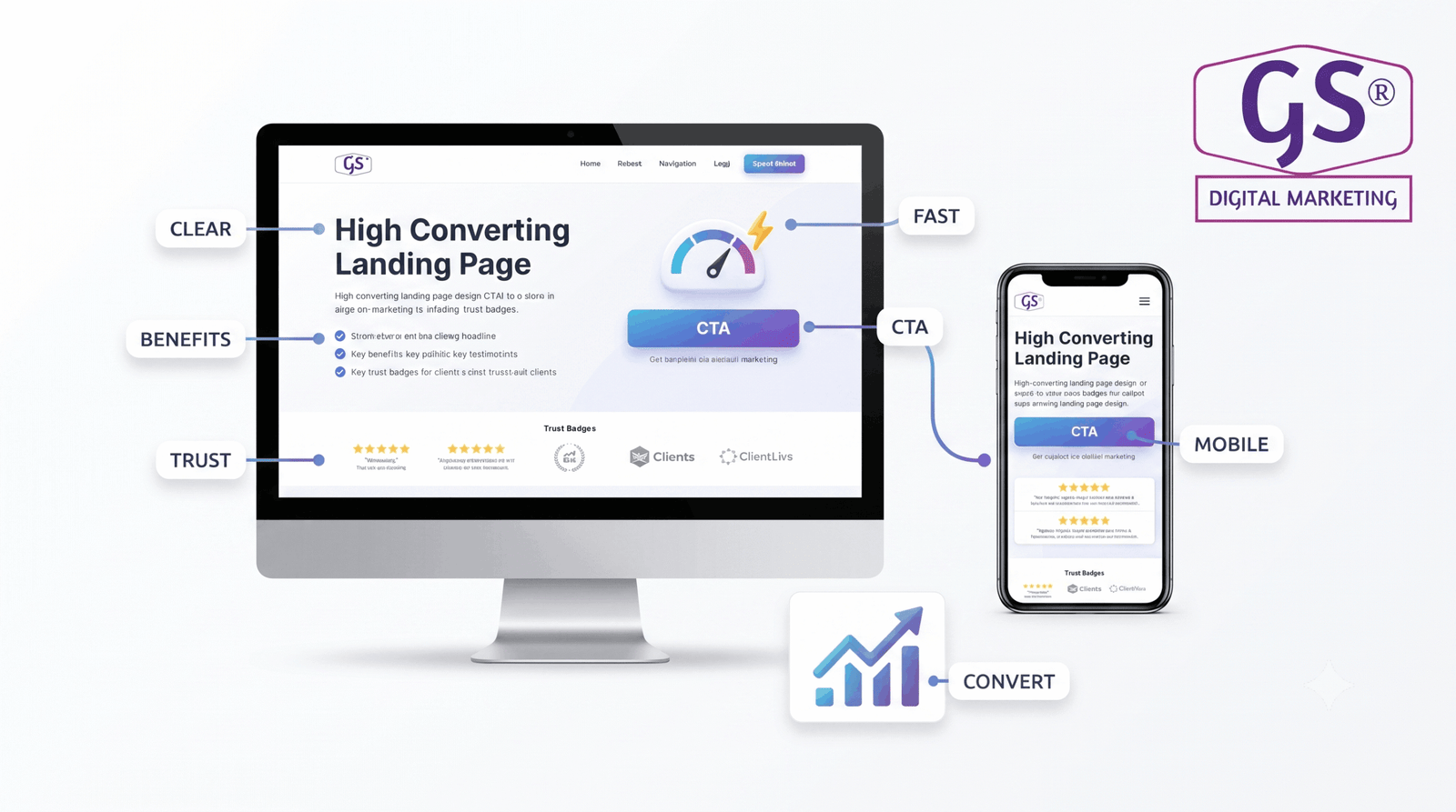high converting landing page layout elements wireframe
