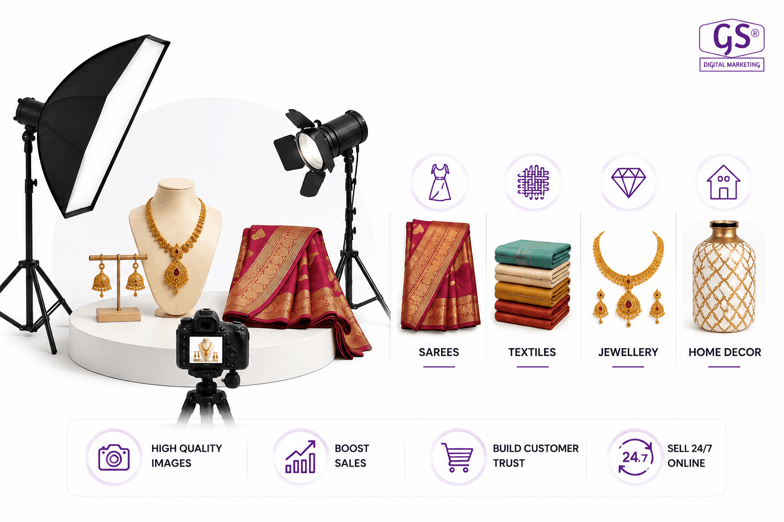 Professional product photography in Erode studio setup with lighting equipment