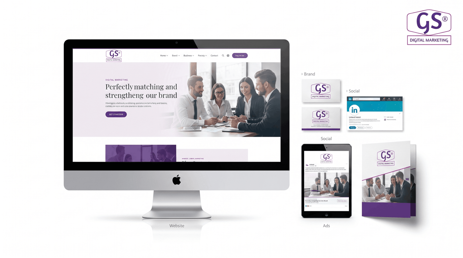Consistent brand identity applied across a business website and marketing materials