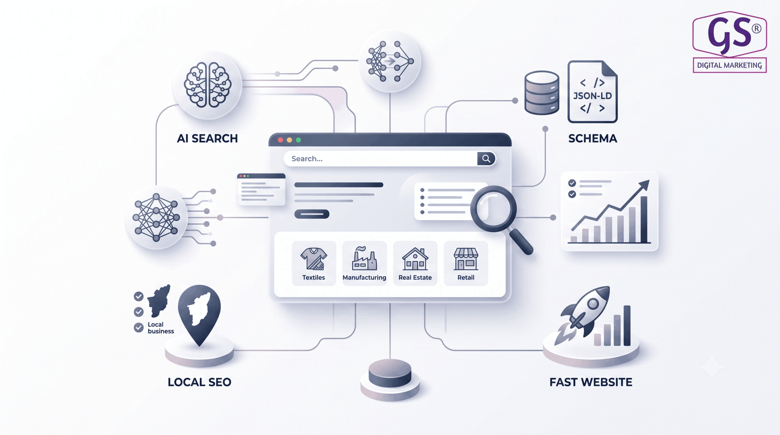 Erode business team planning search strategy with a digital marketing agency