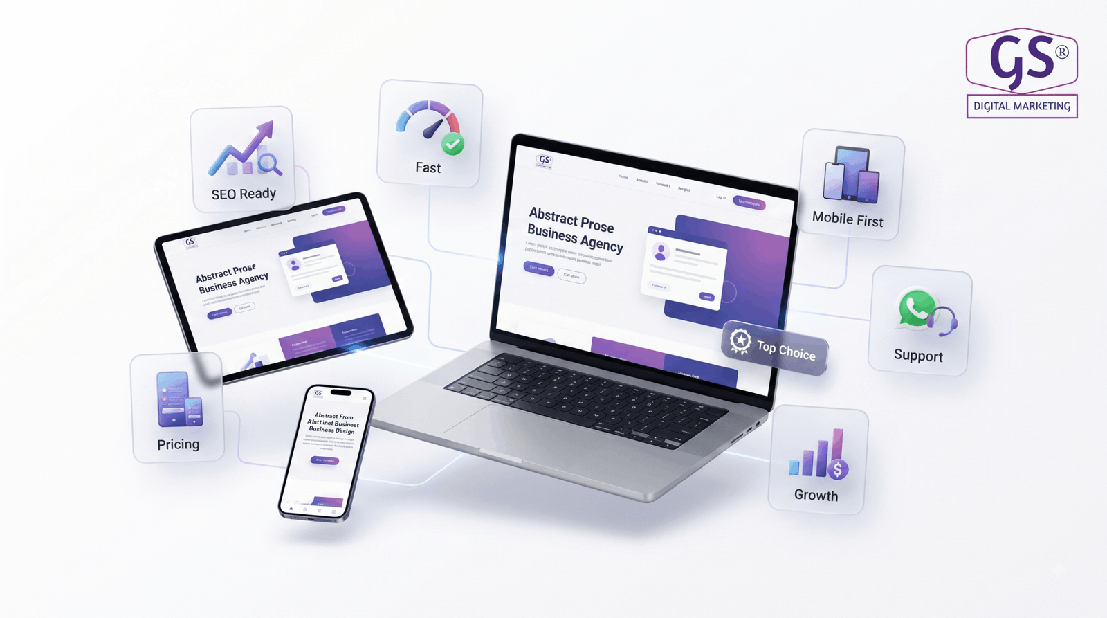 Website mockup displayed on a laptop screen