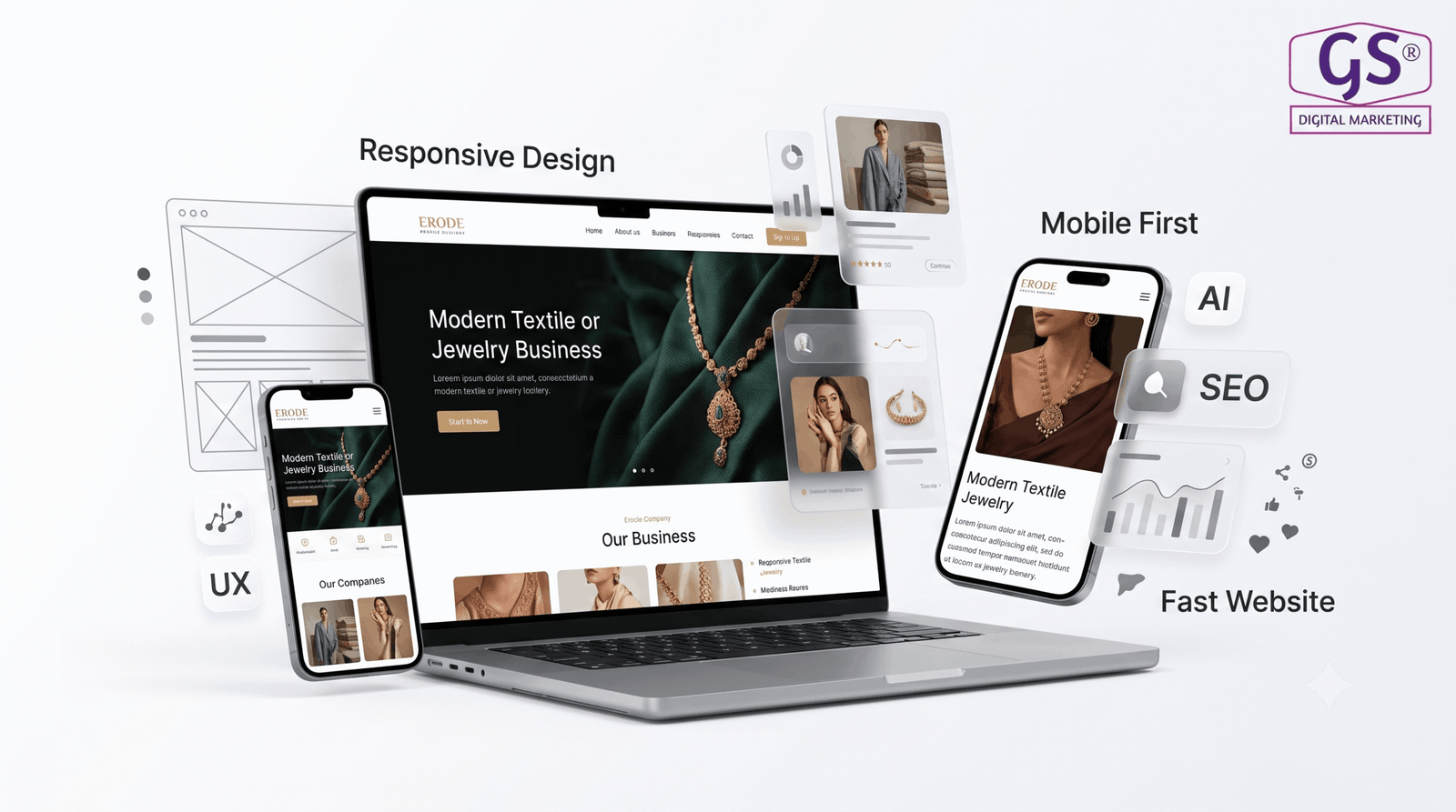 Best Web Design Trends in Erode for Businesses in 2026 - modern website layout on laptop screen