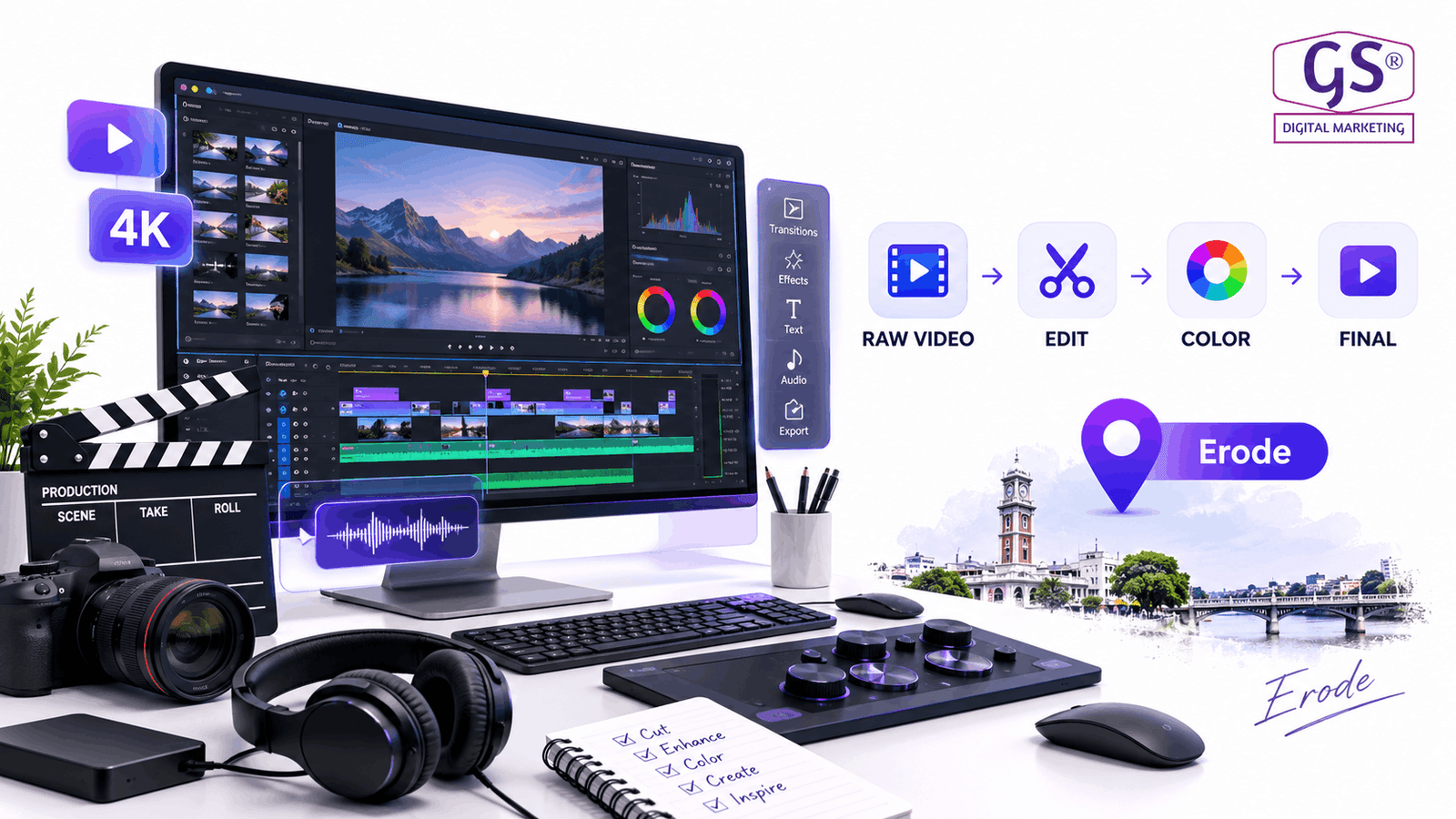 Video editing services in Erode - editor working on a timeline