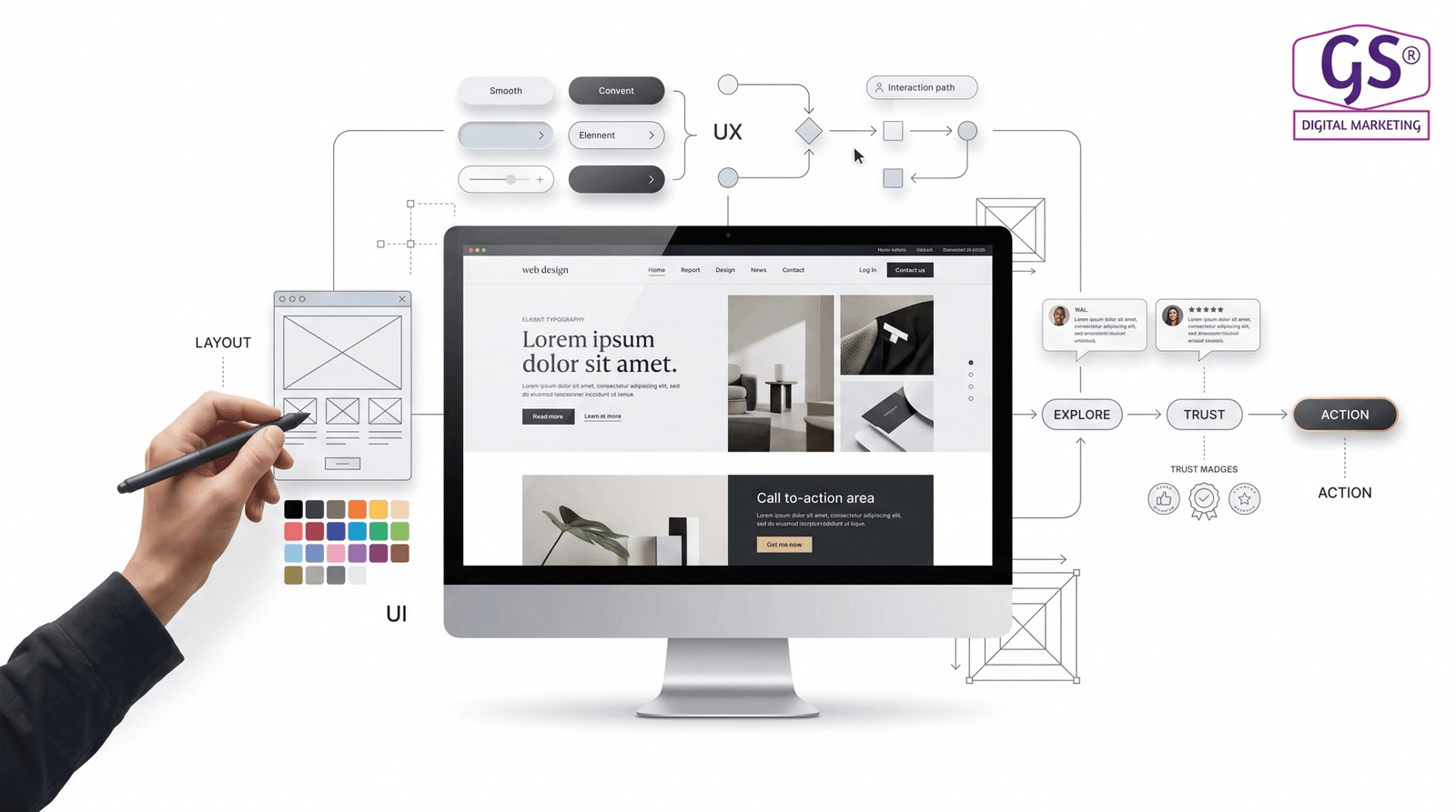 Web design and development in Erode UI and layout planning on screen