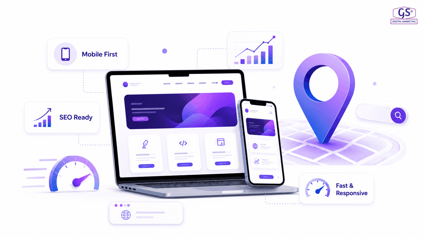 Best website design company in Erode - modern website mockup on laptop screen