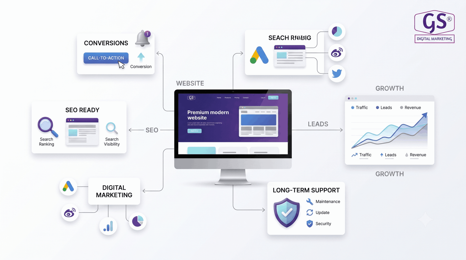 Digital marketing analytics and growth dashboard
