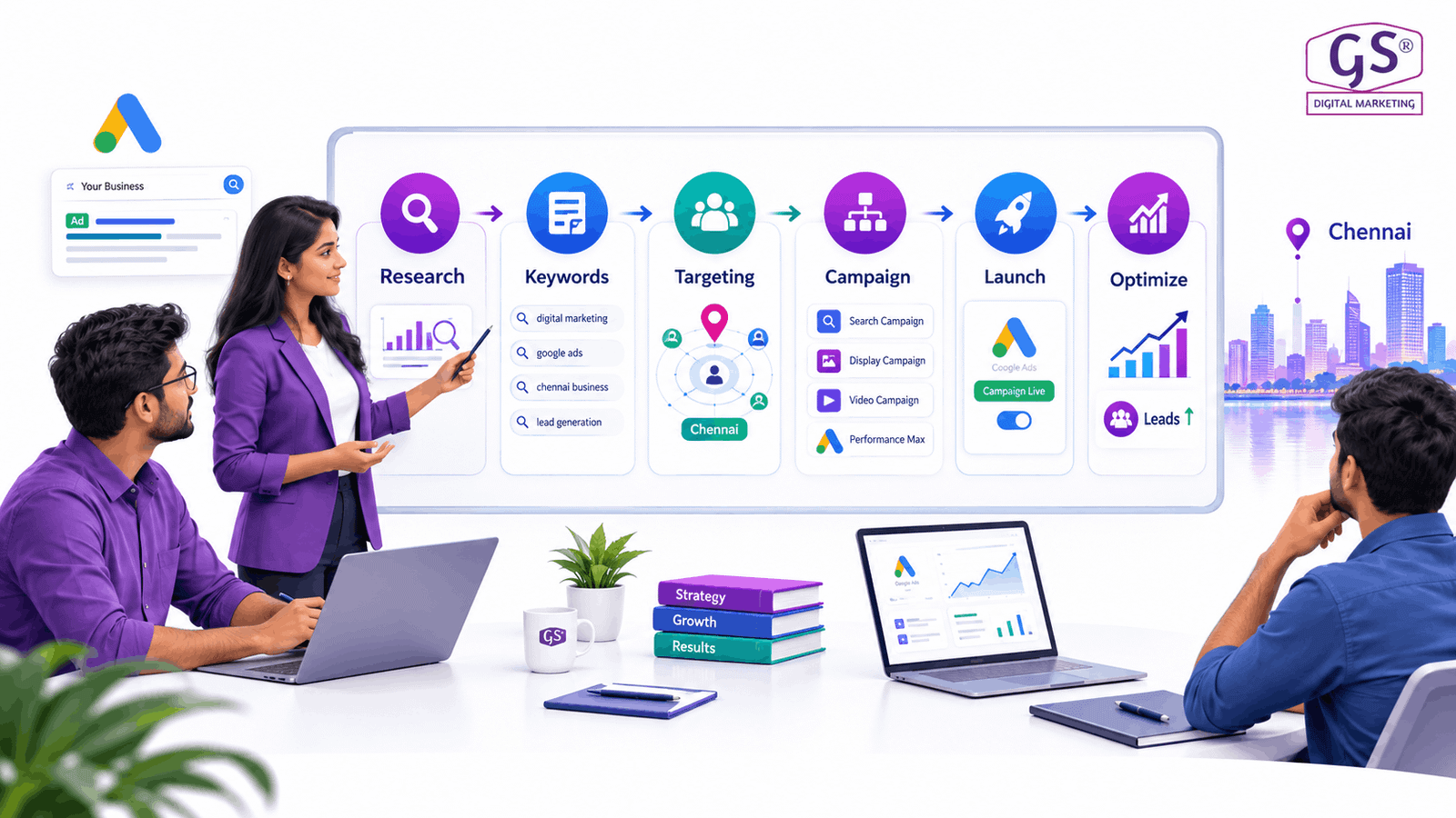 best digital marketing agency in Chennai team planning a Google Ads strategy