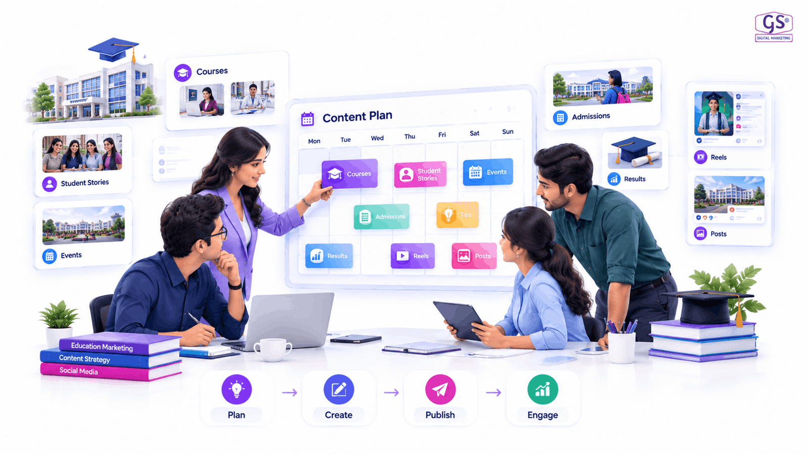 Social media marketing content calendar for institutes as part of digital marketing for institutes Chennai
