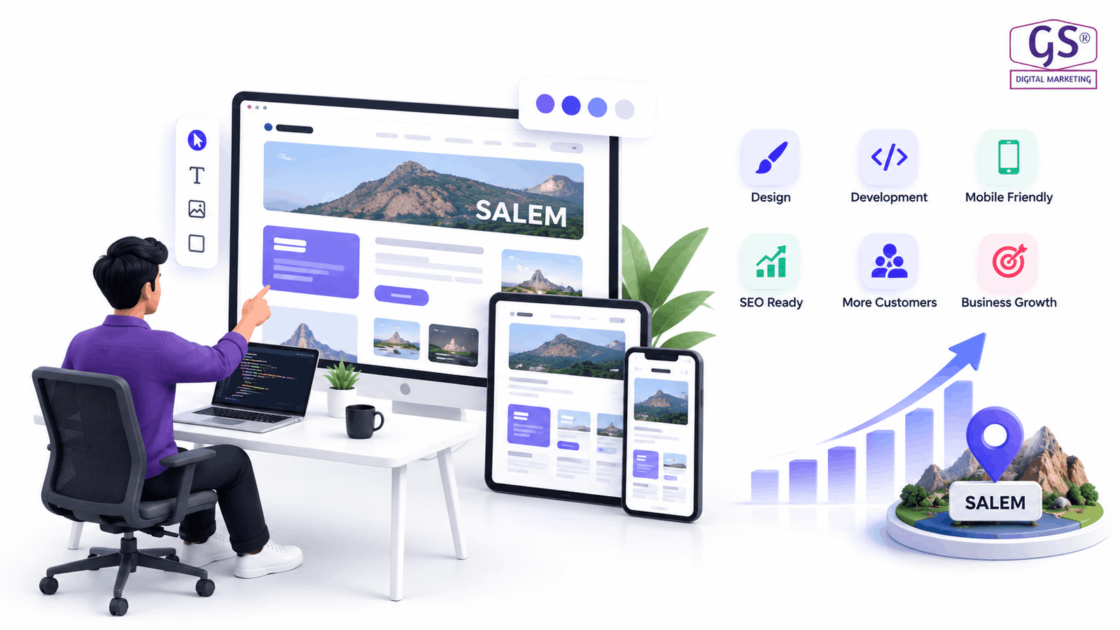 Website design company Salem team planning a website layout