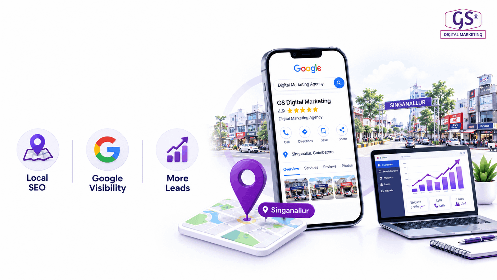 Best Digital Marketing Agency in Singanallur - GS Digital Marketing ranked number one